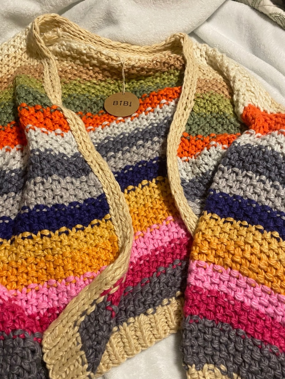 Multicolor Striped Chunky Knit Cardigan